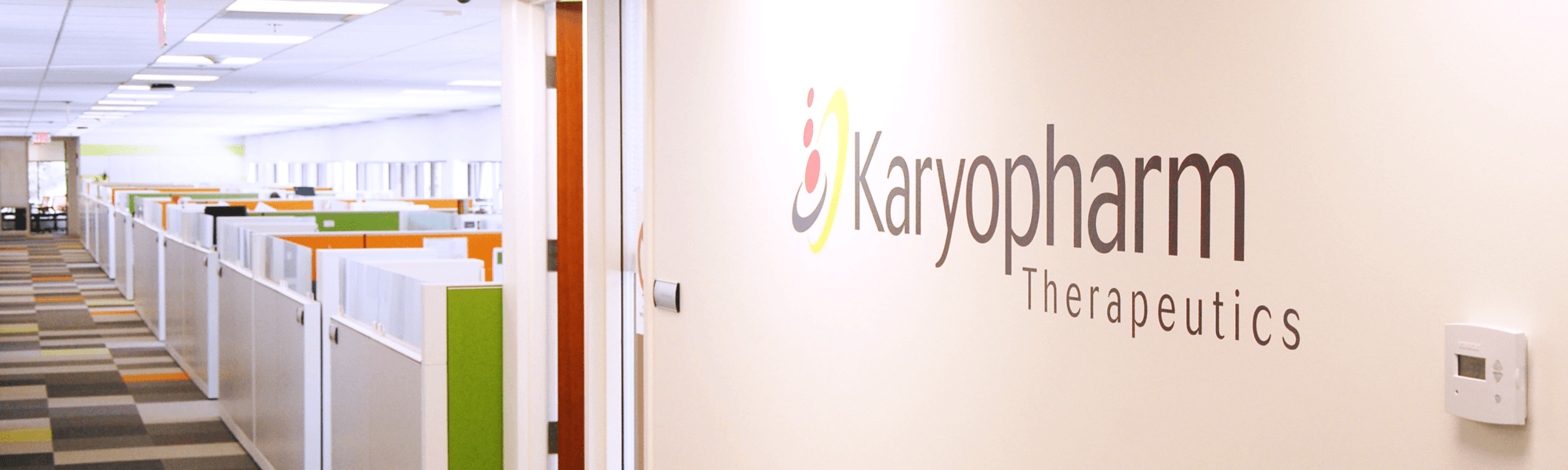 Karyopharm logo on office wall
